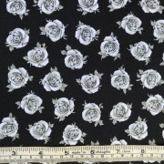 Red Rose, white roses on black b/g by Fabric Freedom F681